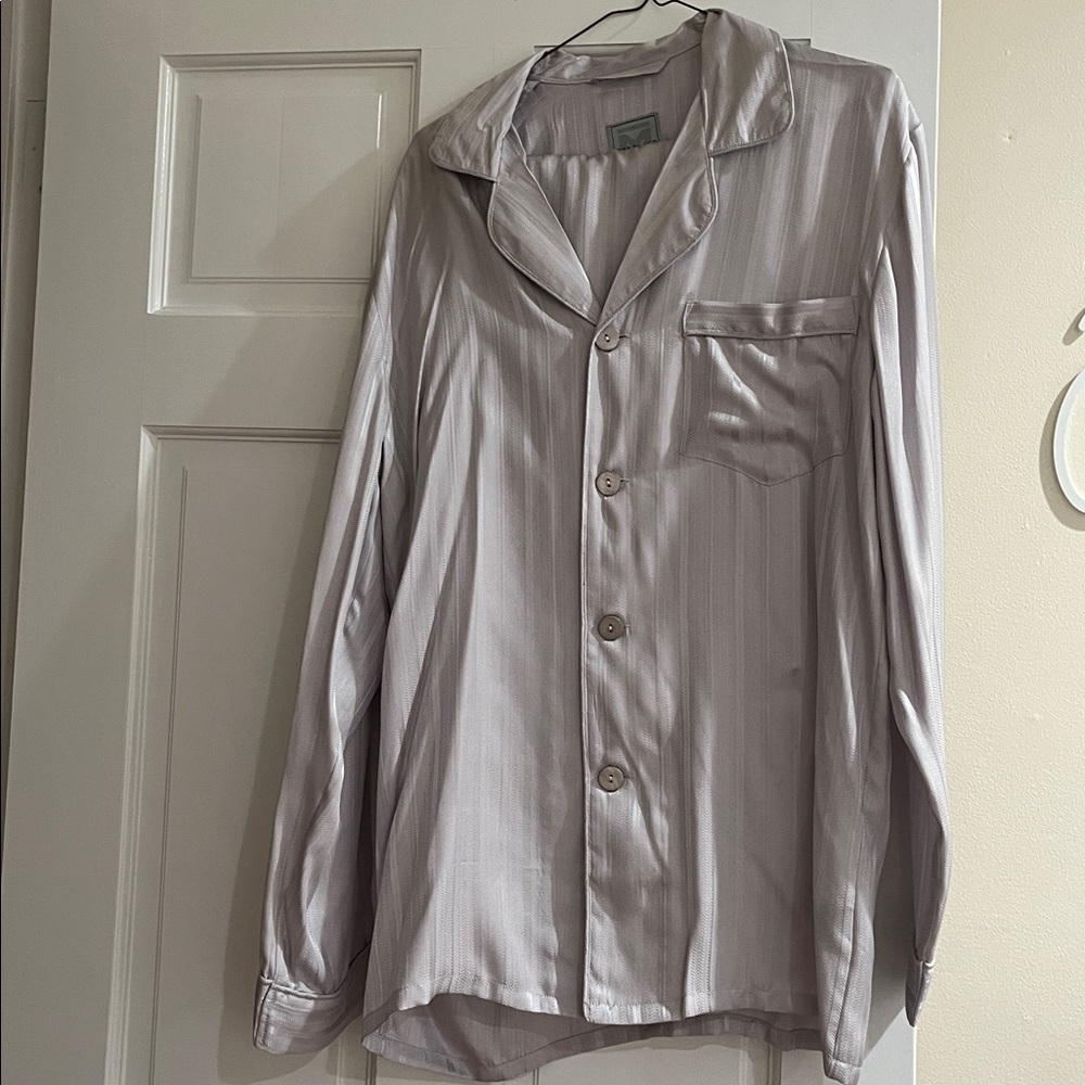 Striped Button-Up Pajama Top and pants